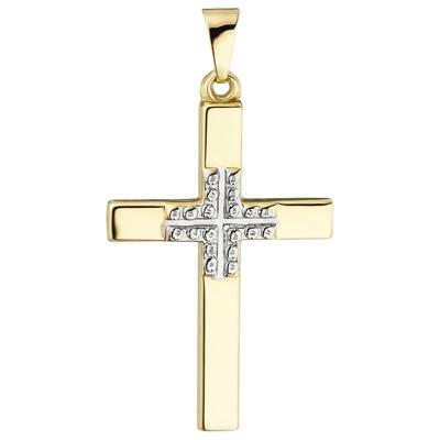 Kreuzanhänger JOBO "Anhänger Kreuz", gelb (gelbgold 375), Schmuckanhänger, Damen, Gelbgold 375, 375 Gold