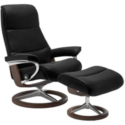 Stressless Sessel mit Hocker View Signature Leder Schwarz Batick Black S (Small)