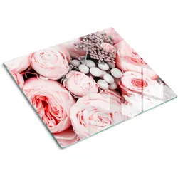 GLASPLATTE 60x52 cm Blumenstrauß