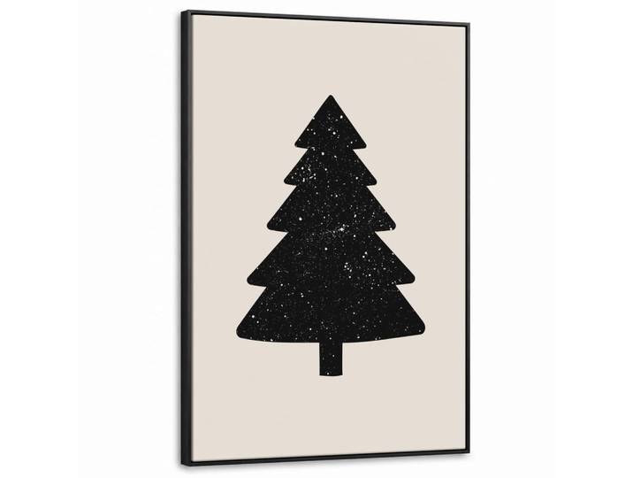 MuchoWow Leinwand Bilder mit Rahmen - Weihnachtsbaum - Schwarz - Urlaub - Beige - 80x120, Rechteckig, 80x120 cm, gerahmt, Bilder & Rahmen, Bilder, Leinwandbilder