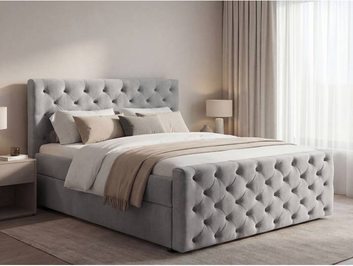 Boxspringbett mit Bettkasten 120x200 Montego Hellgrau