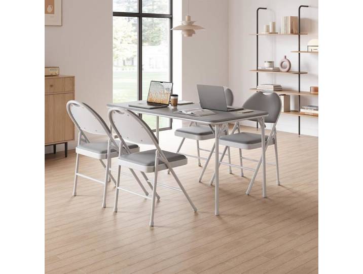 AFF CHAISE-Lot de 6 chaises pliantes chaises rembourrée chaises pliantes en métal structure métallique robuste coussin PU gris