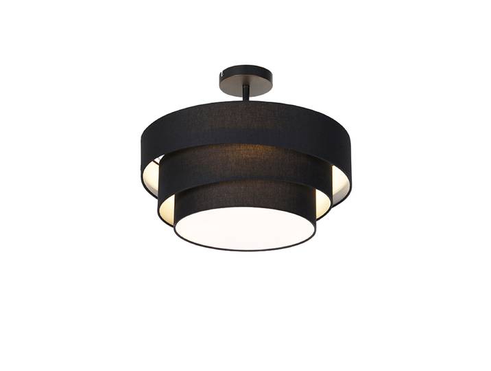 Plafonnier moderne noir 45 cm 3 lumières - Drum Trio