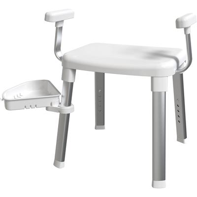 Dusch- und Badhocker BISCHOF "Tray Comfort", weiß, B:51cm, Duschhocker, Mit schwenkbarer Ablage 28x21cm und 360 drehbarer Sitzfläche, TÜV-GS