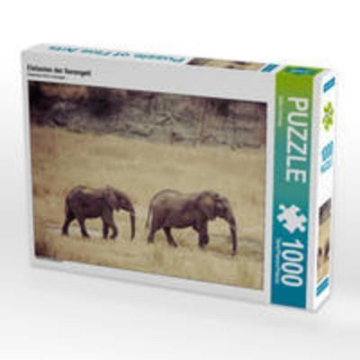 CALVENDO Puzzle Elefanten der Serengeti | 1000 Teile Lege-Größe 64x48cm Foto-Puzzle für glückliche Stunden