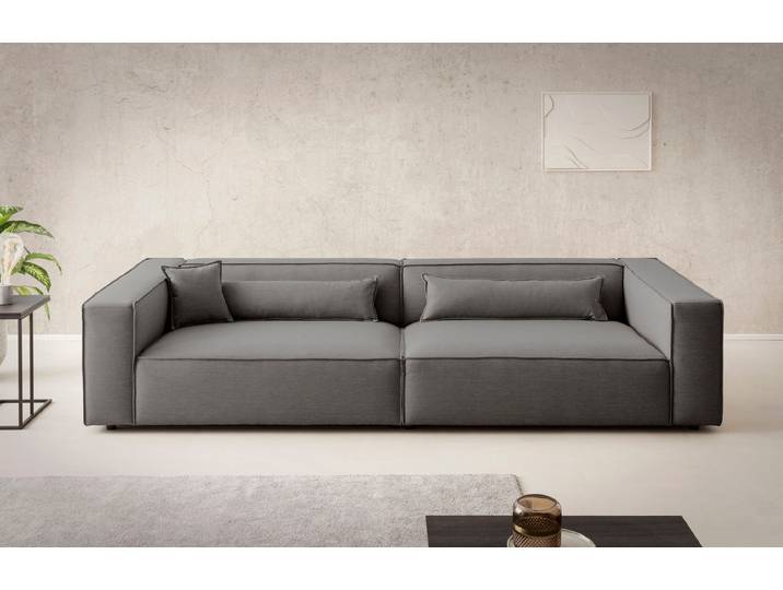 3-Sitzer Sofa, Cord, Anthrazit, 316×136 cm, Bequemer Sitzkomfort, Landhaus, LeGer