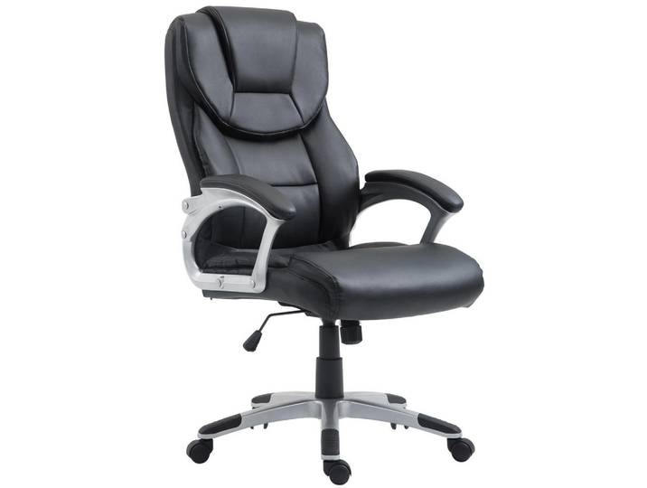 CLP Chefsessel Lederlook Schwarz, Kunststoff, 65x109x73 cm, Büromöbel, Bürostühle, Chefsessel