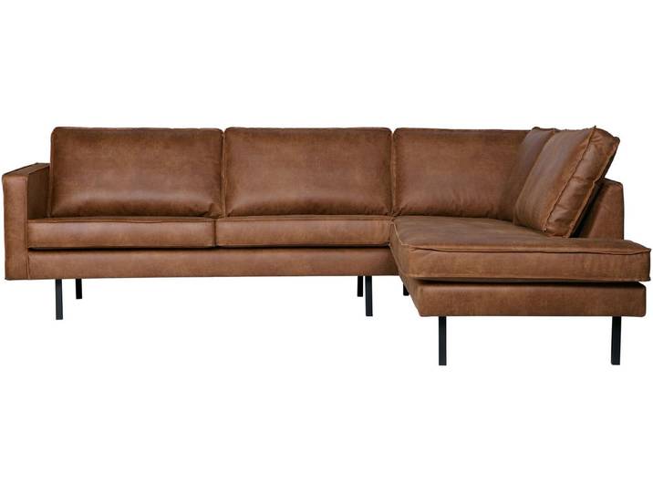 WOOOD Ecksofa Rodeo Recycling-Lederfaser-Verbundstoff H 85 x B 266 x T 213/86 cm, Tragkraft 250 kg, Metallbeine, pfleigleicht, Gute Verschleißfestigkeit