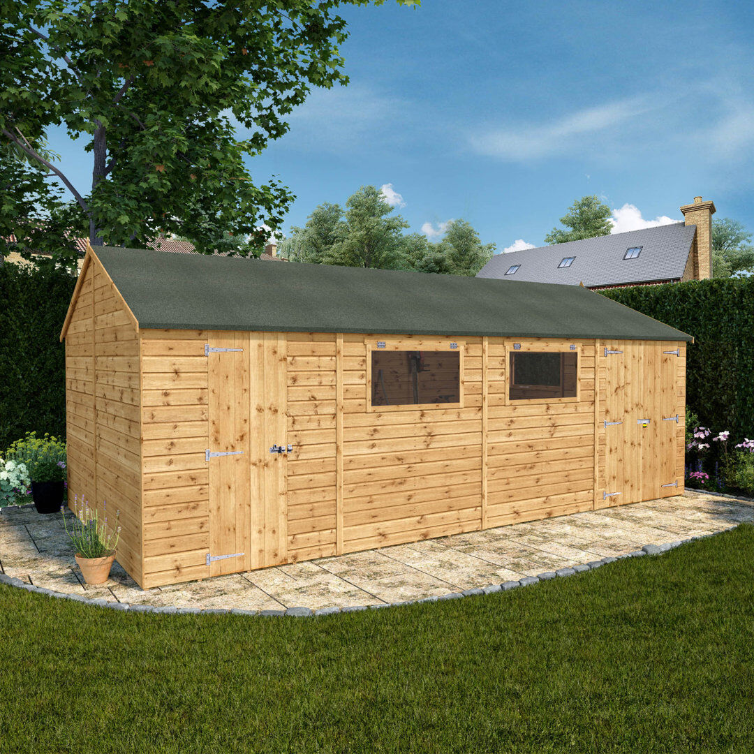 Mercia Garden Products Mercia 20 x 10ft Premium Shiplap Reverse Apex Workshop Brown 606cm W X 323cm D X 250cm H