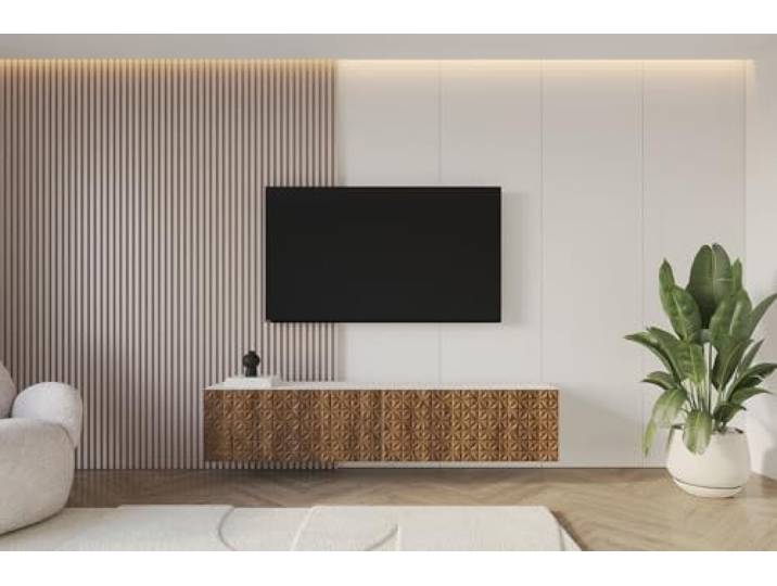 ALTDECOR TV-Schrank Fernsehtisch - VIRA-W - 2x100x40x40 - Weiß/Katania Lowboard TV Möbel TV Cabinet Fernsehschrank für das Wohnzimmer TV Kommode TV Tisch TV Sideboard TV Board