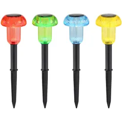 Solarleuchte Erdspieß Solarlampe Außen bunt Balkonlampe Deko Steckleuchte Garten, Kunststoff, LED, DxH 6,2x13,7 cm, 4er Set