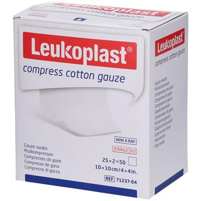 Leukoplast compress Cotton Gauze 10x10cm ste.8f 25x2 St Kompressen