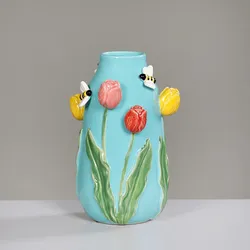 Vase (H 32 cm) - blau - H 32 cm