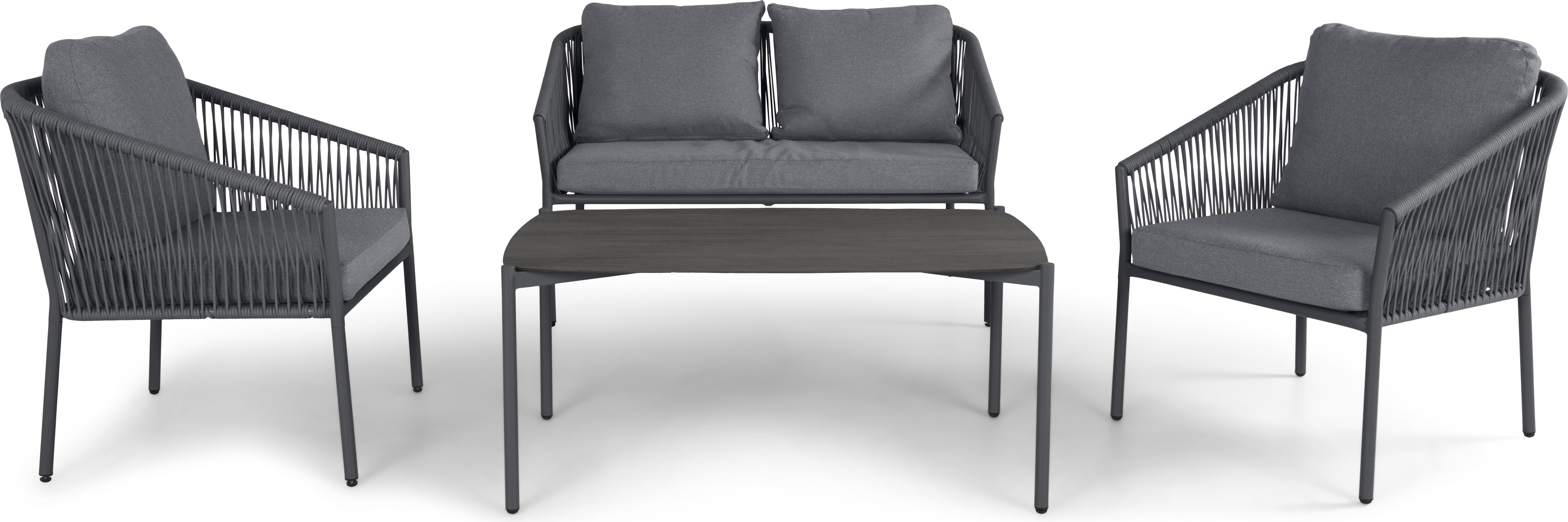 Lounge-Set ESBJERG Allwettergeflecht aus Aluminium-Harzgeflecht 4-teilig inkl. Kissen