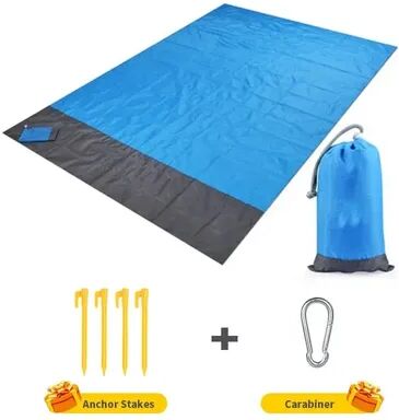 Cozy Casa Charm Sandproof Waterproof Beach Blanket Lightweight Picnic & Travel Mat blue