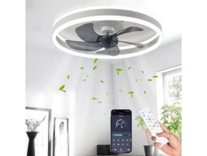 50cm Ventilateur de Plafond Silencieux avec Lumiere et Telecommande Ventilateur 6 Vitesses et vent Réversible LED Dimmable Blanc