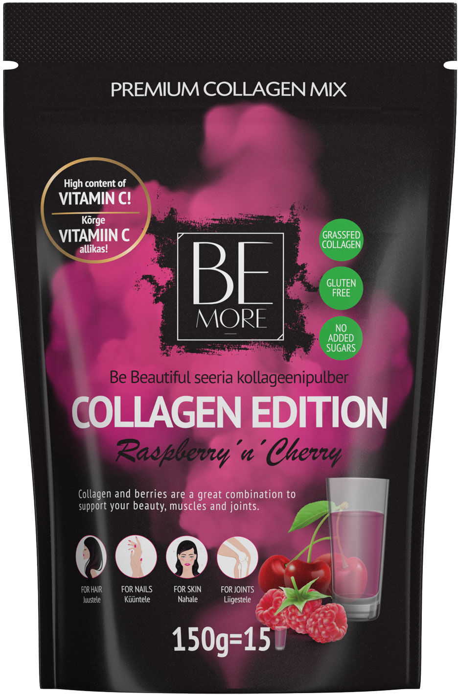 BE MORE Collagen Edition Raspberry'n'Cherry 150g