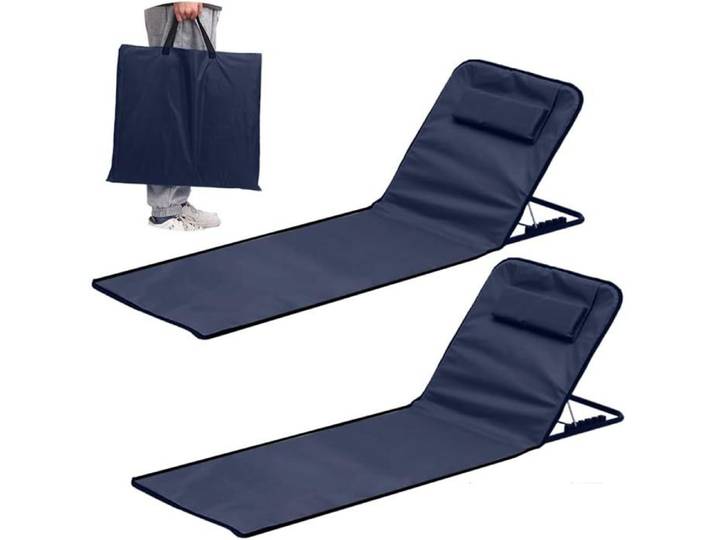 Transat De Plage 2 Pièces Matelas De Plage Pliable Chaise De Plage Pliable Et Réglable Tissu Oxford 600D Imperméable Sac De [BI47]
