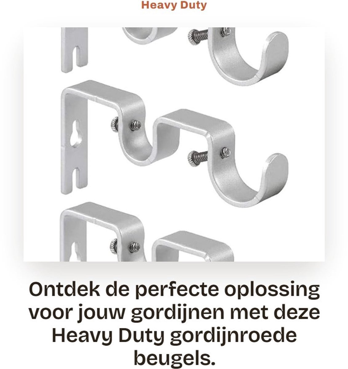 Dailygoods Heavy Duty Dubbele Gordijnroede Beugels Set