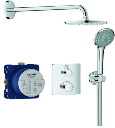 Grohe Grohtherm Unterputz-Duschsystem 34734000 chrom, mit Unterputz-Thermostat, Brausearm 42,2cm