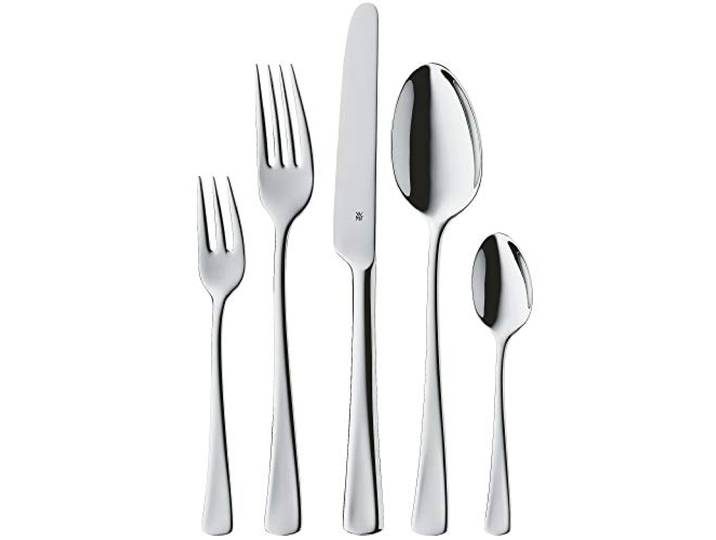 Ménagère WMF Denver pour 12 personnes\, couverts 60 pièces\, couteau monobloc\, acier inoxydable Cromargan poli\, brillant\, passe au lave-vaisselle