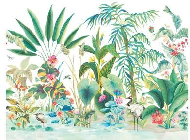 York Wallcoverings Tropical Panoramic White Wall Mural