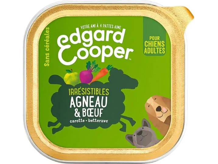 Edgard &amp; Cooper Pâté sans Céréales Agneau &amp; Bœuf pour Chiens Adultes 100 g