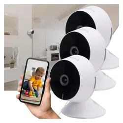 Casativo 3er-Set Full-HD IP-Überwachungskamera, smarte IR-Nachtsicht (1920 x 1080 Pixels), Netzwerkkamera, Schwarz, Weiss
