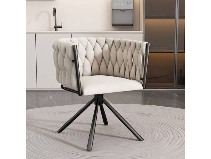 Chaise Velvet Luxe 1pcs - 4 Pieds Métal Roulettes Design Lumineux Beige