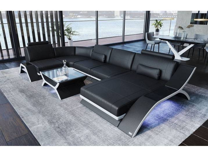 Designsofa Calabria U-Form aus Leder
