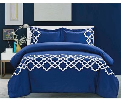 Melange Home Broderie ensemble housse de couette Collection Lattice Duvet Cover Set