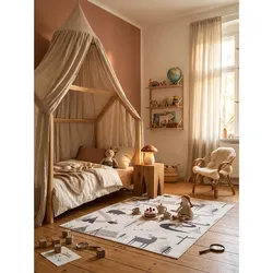 Kinderteppich Waldabenteuer mit Tieren Creme 160x230 cm Waschbar