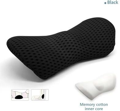 Uplifted Finds Breathable Memory Foam Lumbar Support Pillow For Car Seat And Bed Comfort black