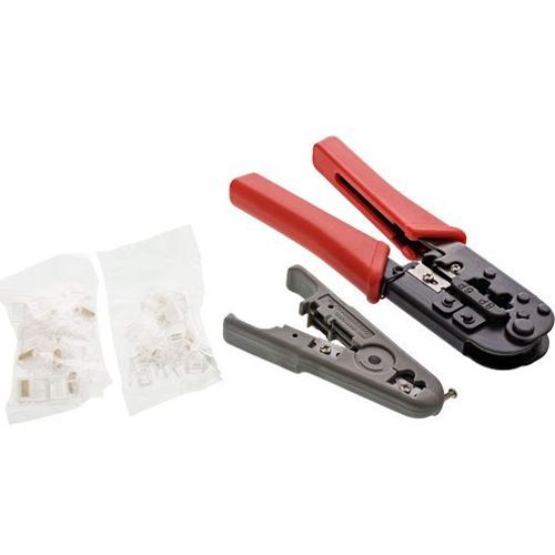 InLine Crimpzangen-Set für RJ45 Stecker inkl. Zange/Abisolierer/Westernstecker