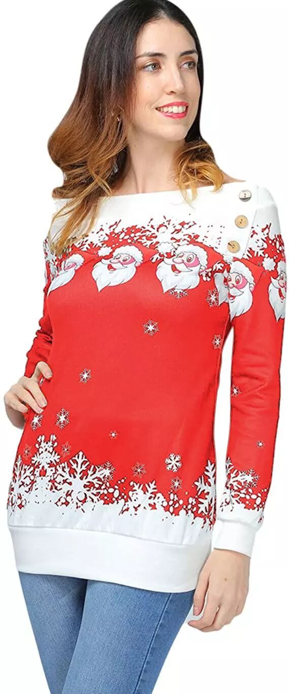 INF Schulterfreier Weihnachtspullover rot - Größe S