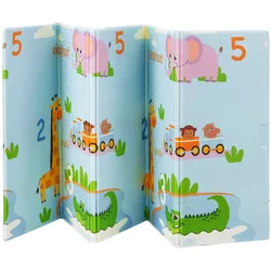 Juskys Kinder Spielmatte Stella 180x200 cm Tiere - XXL Matte Schaumstoff - faltbar & soft - Blau