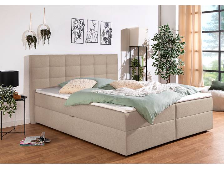 Boxbett, Beige, 194x210 cm, Polyester, Mit Bettkasten, Modern, Inosign