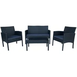HTI-Living, Gartenlounge, Gartenmöbel Anthrazit/Grau 4-teiliges Set