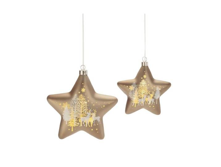 STT LED Dekofigur Glass Star Set 2 Stk. , braun (goldfarben), Ø 18cm, 2 Stk., Leuchten, LED Dekofigur