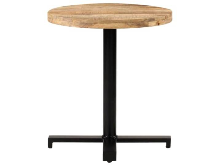 HBBMGYD Bistrotisch, rund, Ø 70 x 75 cm, Mangoholz, unbehandelt Handgefertigte Oberfläche, natürliches Finish, tropisches Hartholz, Basis aus schwarzem Eisen, pulverbeschichtet