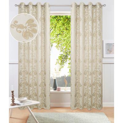 Verdunkelungsvorhang OTTO HOME "Mannfred", beige (creme), B:130cm H:175cm, Polyester, Gardinen, Blickdicht, barockem Muster, Pflegeleicht, Ösen- Aufhängung