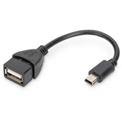 DIGITUS USB 2.0 Adapterkabel, OTG, Typ mini B - A St/Bu, 0,2m schwarz