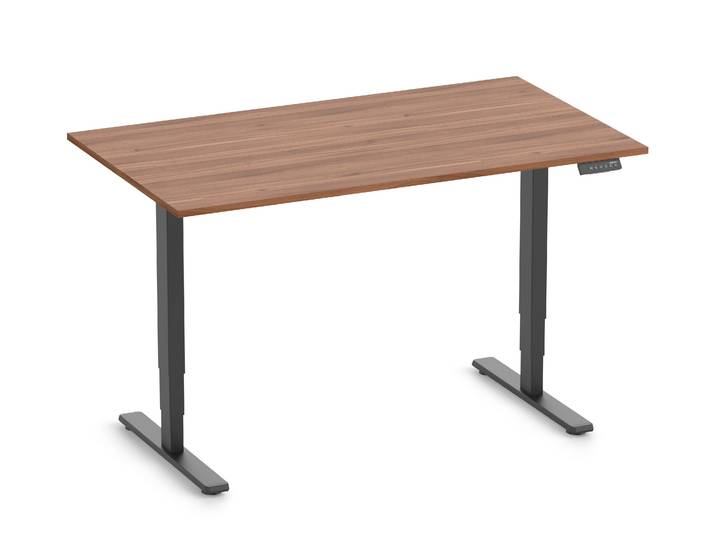 FOKUS Gestell Schwarz, Tischplatte 1400 x 800 x 19 mm Nussbaum
