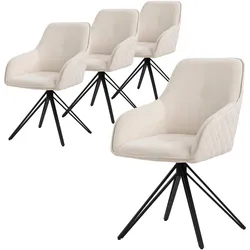ESSZIMMERSTUHL 4er Set drehbar Creme Webstoff