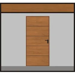 Hörmann Garagen-Nebentüre Motiv 985, decograin, Eckzarge, ansichtsgleich zu Hörmann Schwingtoren aus Stahl - farbig