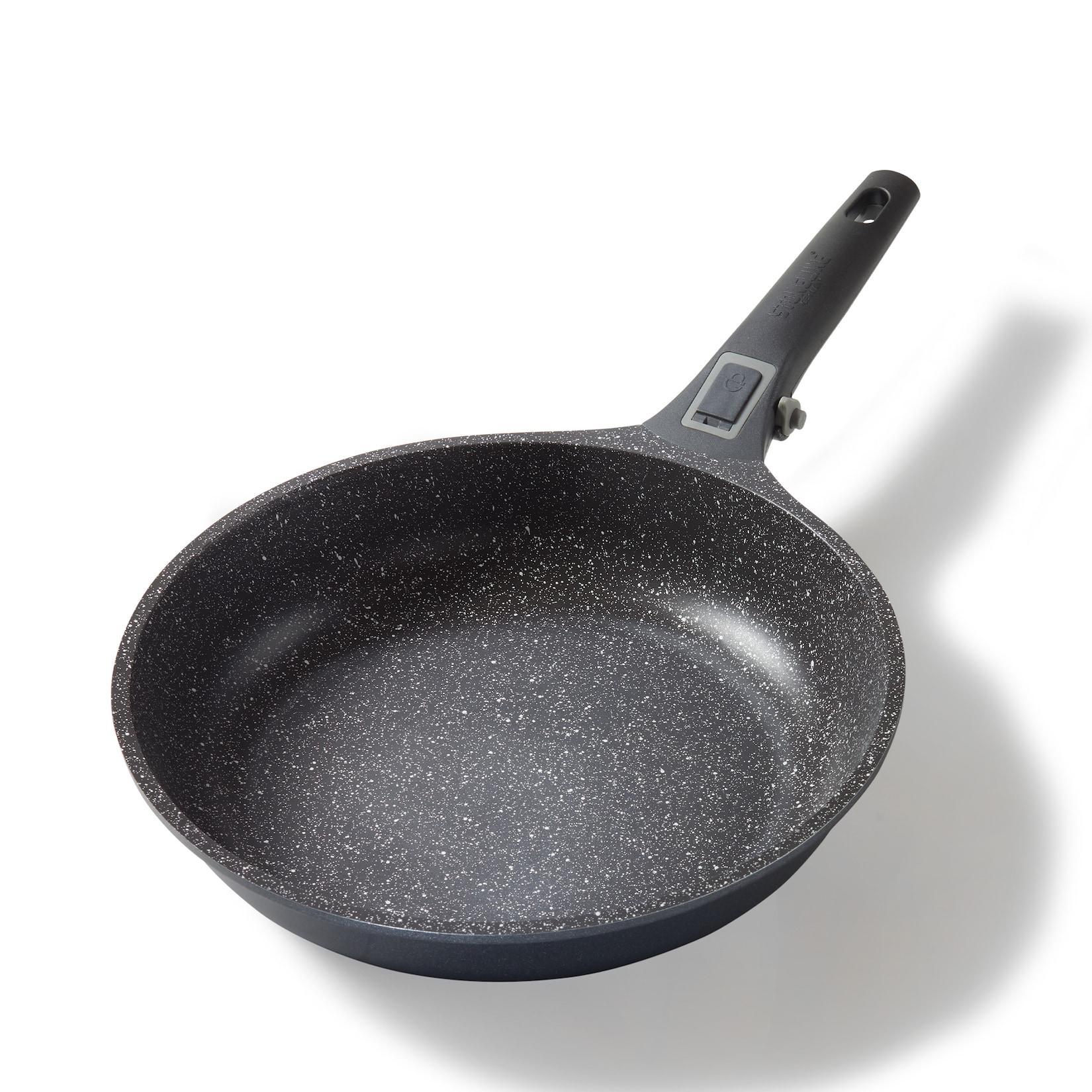Stoneline SMART Bratpfanne 28 cm, mit abnehmbarem Griff, Induktion, Aluguss, Pfanne mit echten Steinpartikeln beschichtet, Ohne Fett & Öl kochen und braten