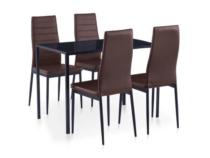 Economique Ensemble table à manger 4 personnes + 4 chaises Mode - Salle à Manger Complet Marron 74445