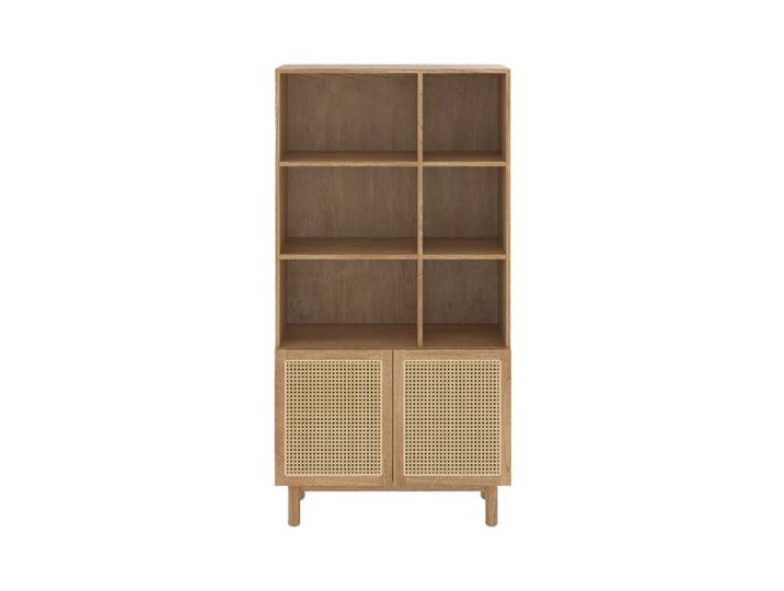 Bibliothèque en bois massif de mindi et rotin