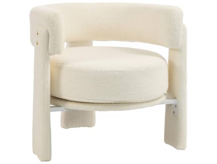 HOMCOM Sherpa Sessel mit Lendenkissen Dicker Polsterung Cremeweiß Polster Sessel, Nordic Wohnzimmer Sessel, gepolsterte Armlehnen