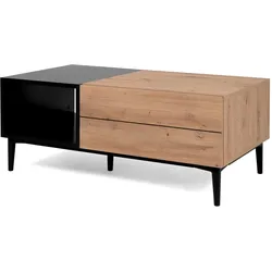COUCHTISCH Eiche Artisan, schwarz 100 cm, Wohnzimmertisch mit Schubkasten und Ablage